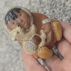 Alaska Native American Handmade Ceramic Clay Pottery Figurine